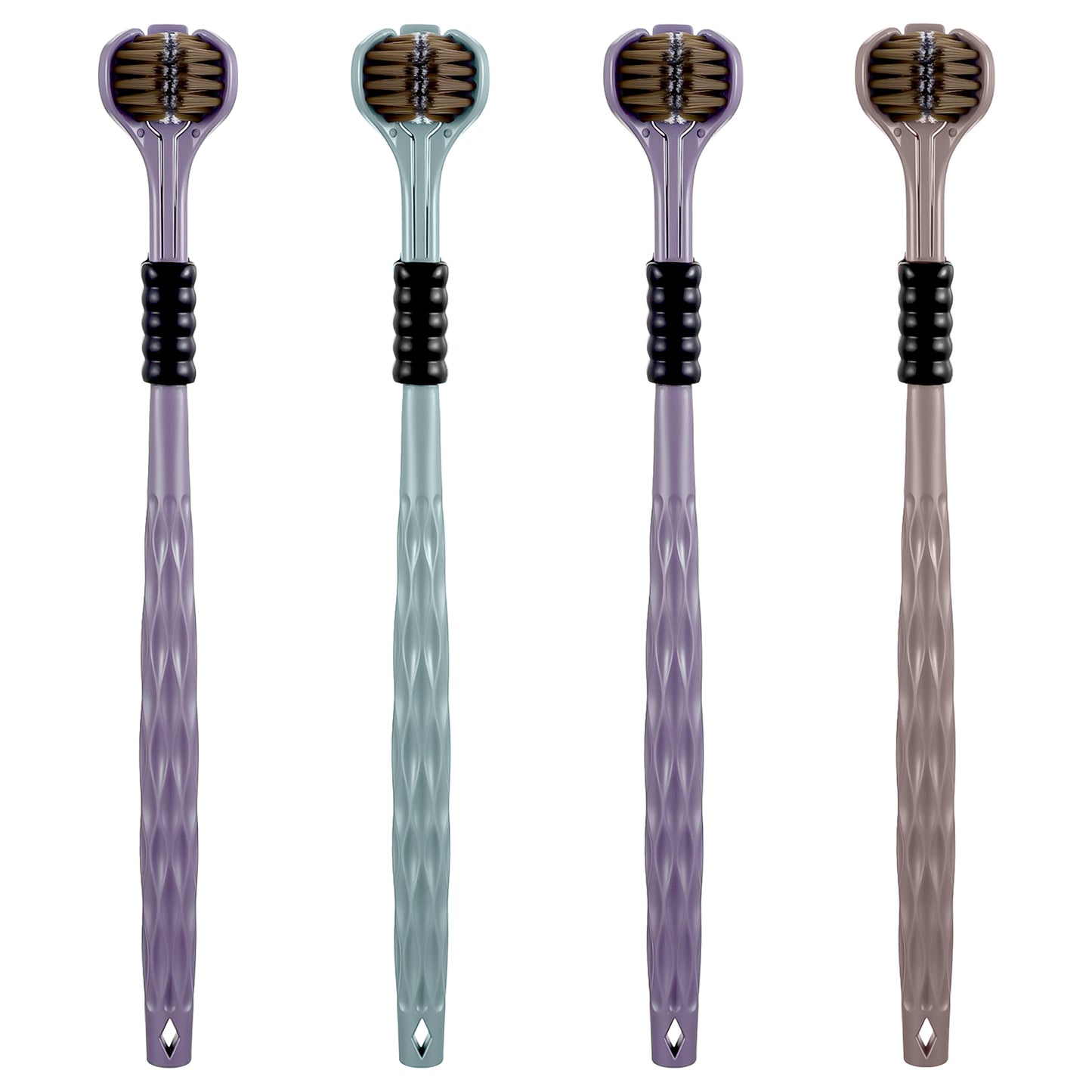 Guduling 4 Pcs 3 Sided Toothbrush,Autism Toothbrush,360 toothbrushes,Deep Clean, Soft Bristles, Ergonomic Handle,Dental Care Set,for All Ages, Travel-Friendly Design