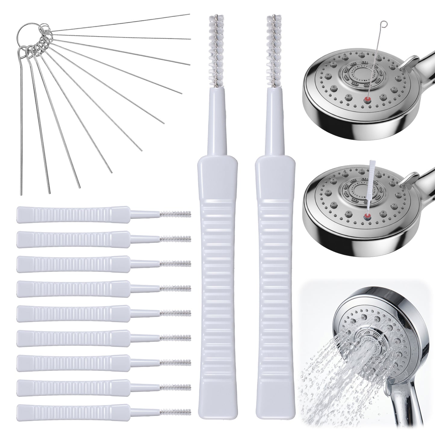 Elegaperma Shower Head Cleaner Tool Set, 100Pcs Multi-Size Showerhead Cleaning Brushes for Small Hole Anti-Clogging Nozzle, Picks Fitting Nozzle Unclogger for Household Bathroom