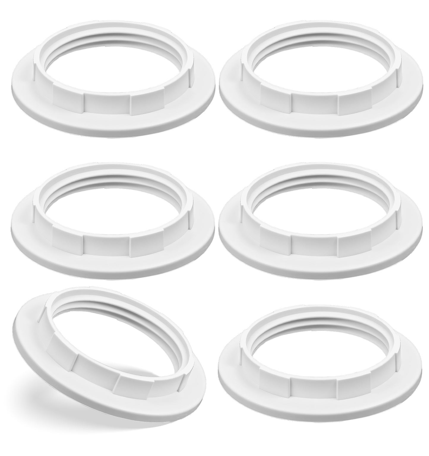 6 Pack Lamp Shade Adapter Ring White Light Socket Retaining Ring for E26/E27 Standard Base Lamp Holder, Lamp Socket Replacement Parts (OD 58mm, ID 38mm, Fits 1.5 Inch Threads)