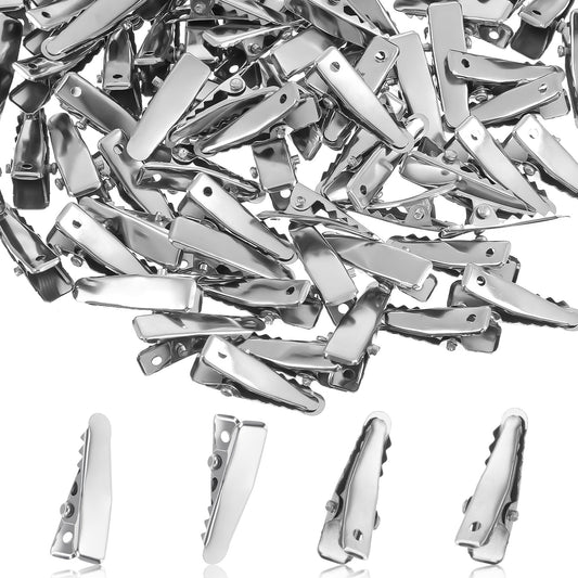 Classicseali 100pcs Mini Alligator Clips, 0.94In Alligator Clips for Hair Styling, Small Metal Hair Clips for Hair Accessories Crafts Accessory DIY Supplies, Silver