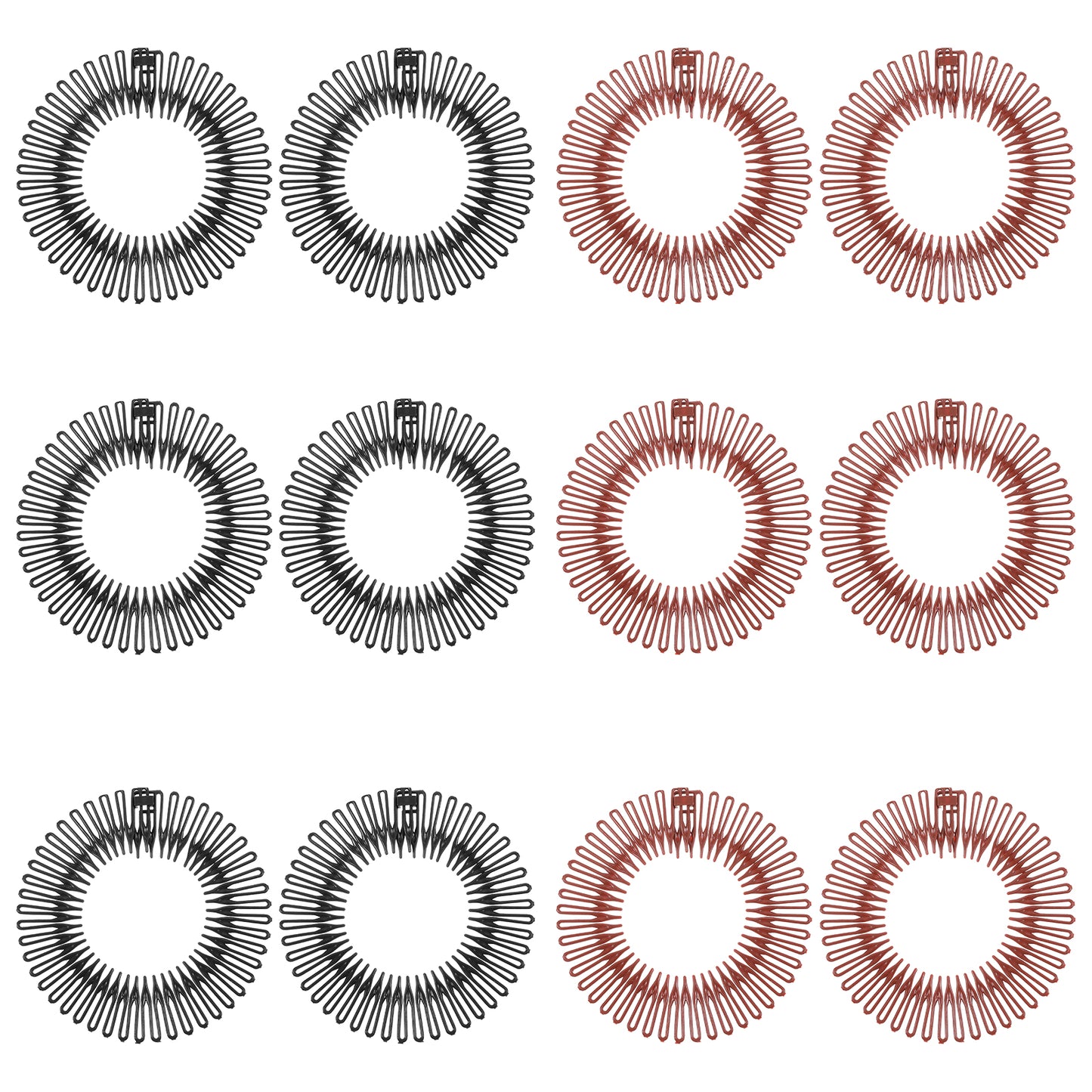 Classicseali 12pcs 90s Zig Zag Hair Band, Comb Headband, 90s Zigzag Headband, Spiky Headbands for Women with Teeth, Flexible Stretch Claw Headbands for Womens, Girls and Sports, Black and Brown