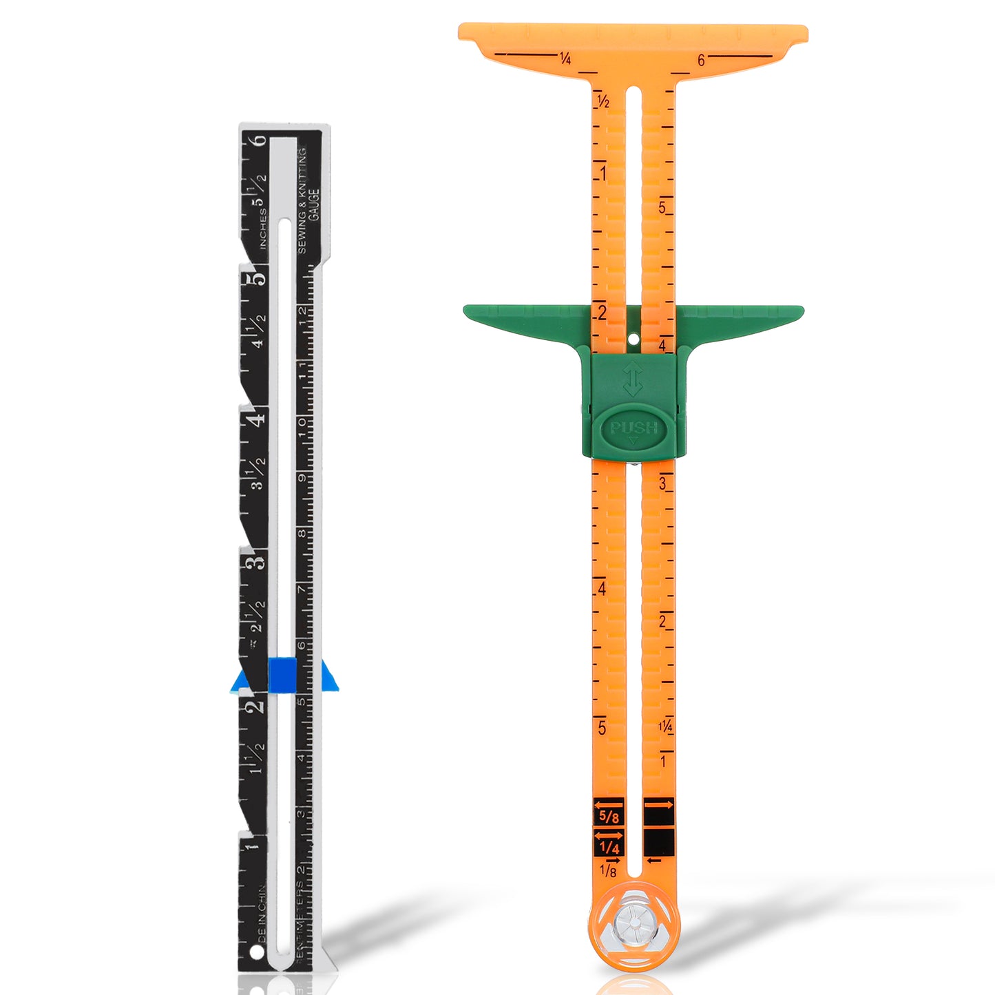 Guduling 2pcs Sewing Gauge, 5-in-1 Sewing Ruler, T-Shapedquilting Ruler, Sewing Rulers for Beginner Knitting Crafting Supplies