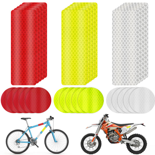 guduling 30pcs Reflective Stickers, Warning Reflector Stickers, Safety Reflective Bike Sticker, Waterproof Reflect Tape Stickerfor Vehicle, Bicycles, Motorcycles, 3x 8 cm