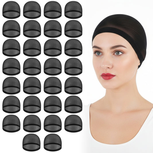 Classicseali 30PCS Wig Caps for Women,Stretchy Polyester Cap for Wig,Wigs Cap Black, Ideal for Women, Perfect Bald Caps Halloween,Cosplay,Party