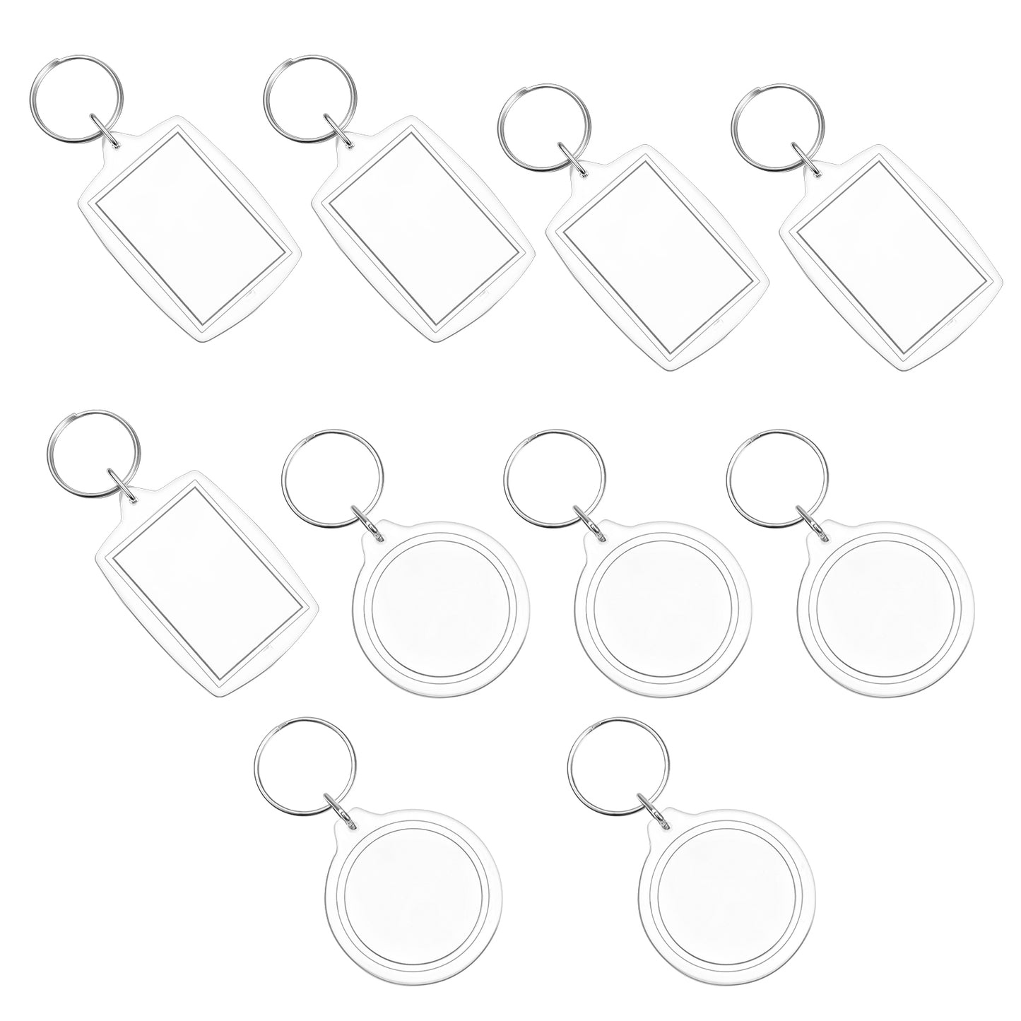 oruola 10Pcs Photo Keyring,2.42 x 1.58 In Photo Key Chain Customized Picture,Double Sided Blank Photo Keychain,Personalised Photo Key Fob Holder with Split Ring for Personalised Custom and Photo