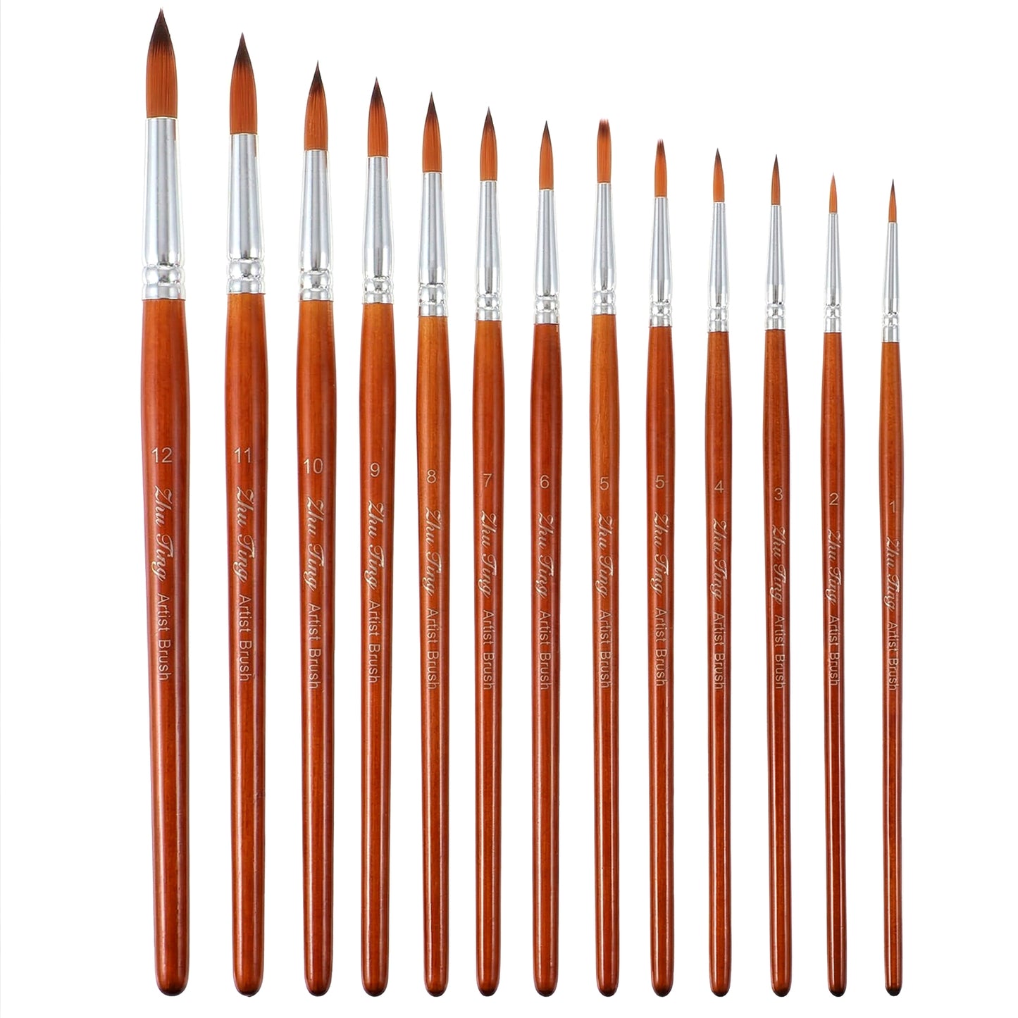 Elegaperma 12 Pcs Water Colour Paint Brushes,Professional Watercolour Brushes for Artists,Nylon Hair Round Pointed Tip for Acrylic,Gouache,Oil,and Watercolour Painting