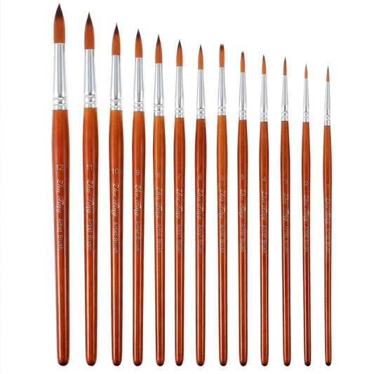 Elegaperma 12 Pcs Water Colour Paint Brushes,Professional Watercolour Brushes for Artists,Nylon Hair Round Pointed Tip for Acrylic,Gouache,Oil,and Watercolour Painting