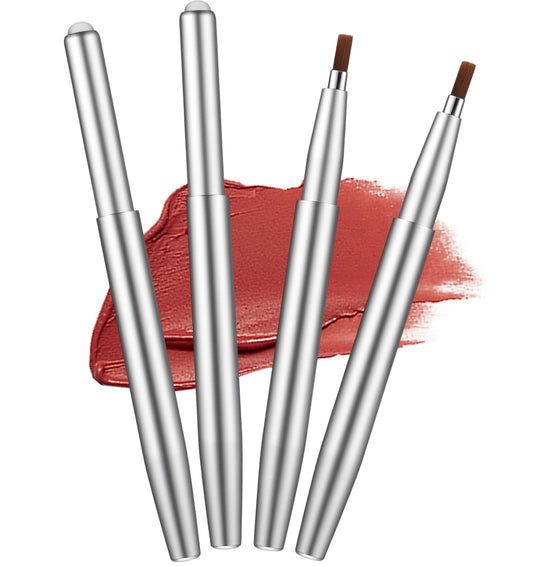 4PCS Lipstick Brush Retractable, Silver Retractable Lip Brush for Lipstick, Lipgloss, Eyeshadow Travel (4.5 Inch)