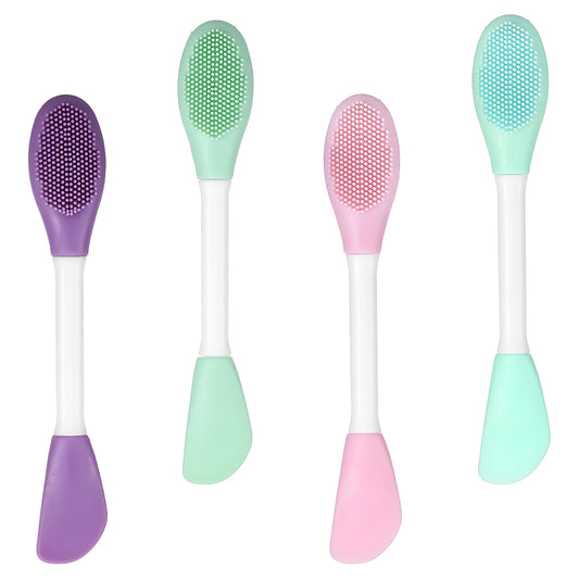 Oruola 4pcs Silicone Face Mask Brush,Silicone Face Mask Applicator, 2 in 1 Reusable Face Mask Applicator Tool for Applying Skin Cream, Lotion, Makeup Foundation (4 Colors)