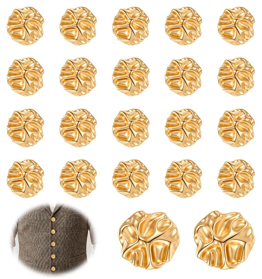 20 Pcs Gold Buttons for Blazer, Metal Irregular Shaped Buttons, Polished Anti-Rust, Craft Replacement Buttons, for Blazer Coat Clothing Jackets