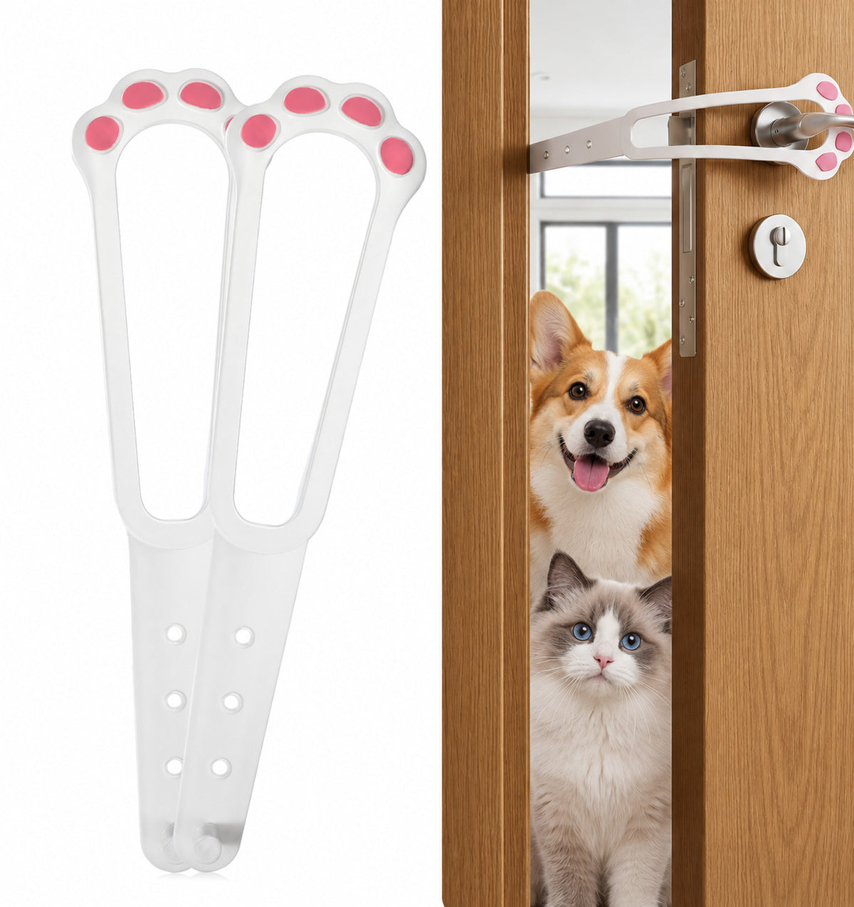 2 Pcs Door Prop for Cats, Door Stopper for Cats Adjustable