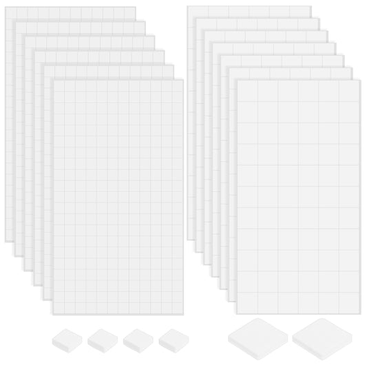 Classicseali 12 Sheets/1980PCS Foam Sticky Pads, Double-Sided Foams Adhesive Squares, 2 Sizes of Adhesive Foam Square, Suitable for Scrapbooking, Handmade DIY, Office Supplies, White