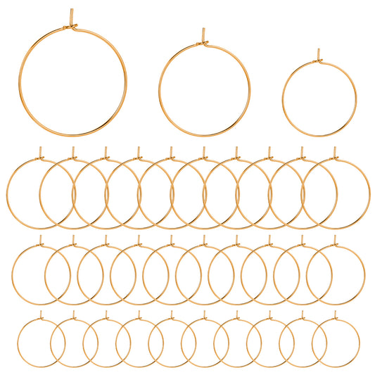 Oruola 120pcs Earring Hoops for Jewellery Making,Gold Earring Hoops Pack Jewellery Making,Earrings Hooks for DIY Craft, 20mm 25mm 30mm Gold Charms Earrings Hoop Kit for Party Wedding Festivals Decor