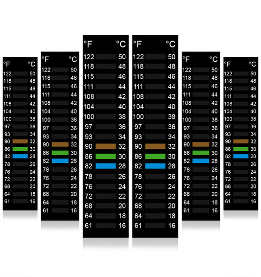 6PCS Fish Tank Thermometer Stick On, High Accuracy Adhesive Temperature Strips, Stick on Thermometer for Aquarium Fermenting Brewing Wine Beer Fahrenheit Celsius