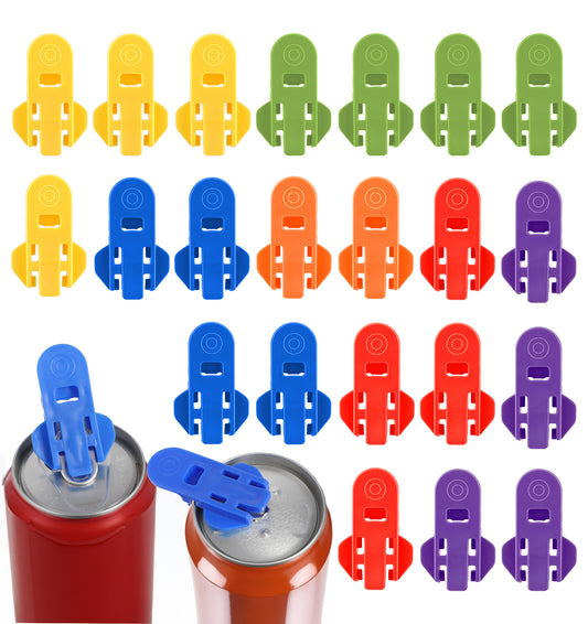 24 Pcs Drink Can Opener, Manual Soda Can Opener Tool for Pop, Coke, Beer, Aluminum Beverages (6 Colors: Red, Orange, Blue, Green, Purple, Yellow, 5 x 3.4 cm)
