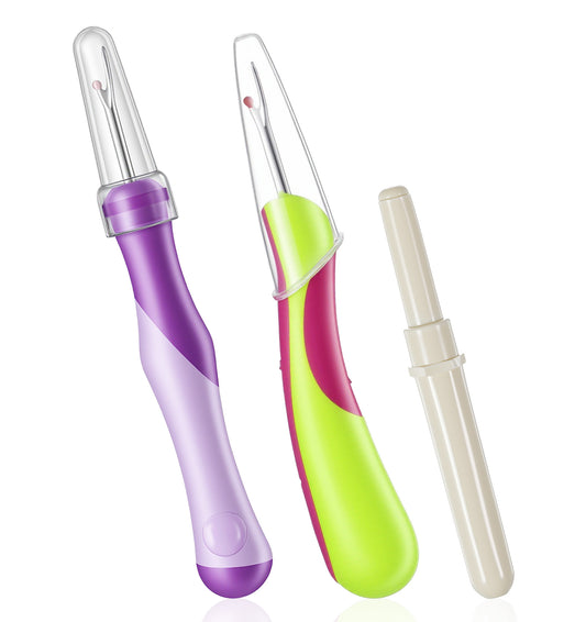 3PCS Seam Ripper, Ergonomic Seam Rippers for Sewing, Stainless Steel Blades for Fabric Thread & Embroidery