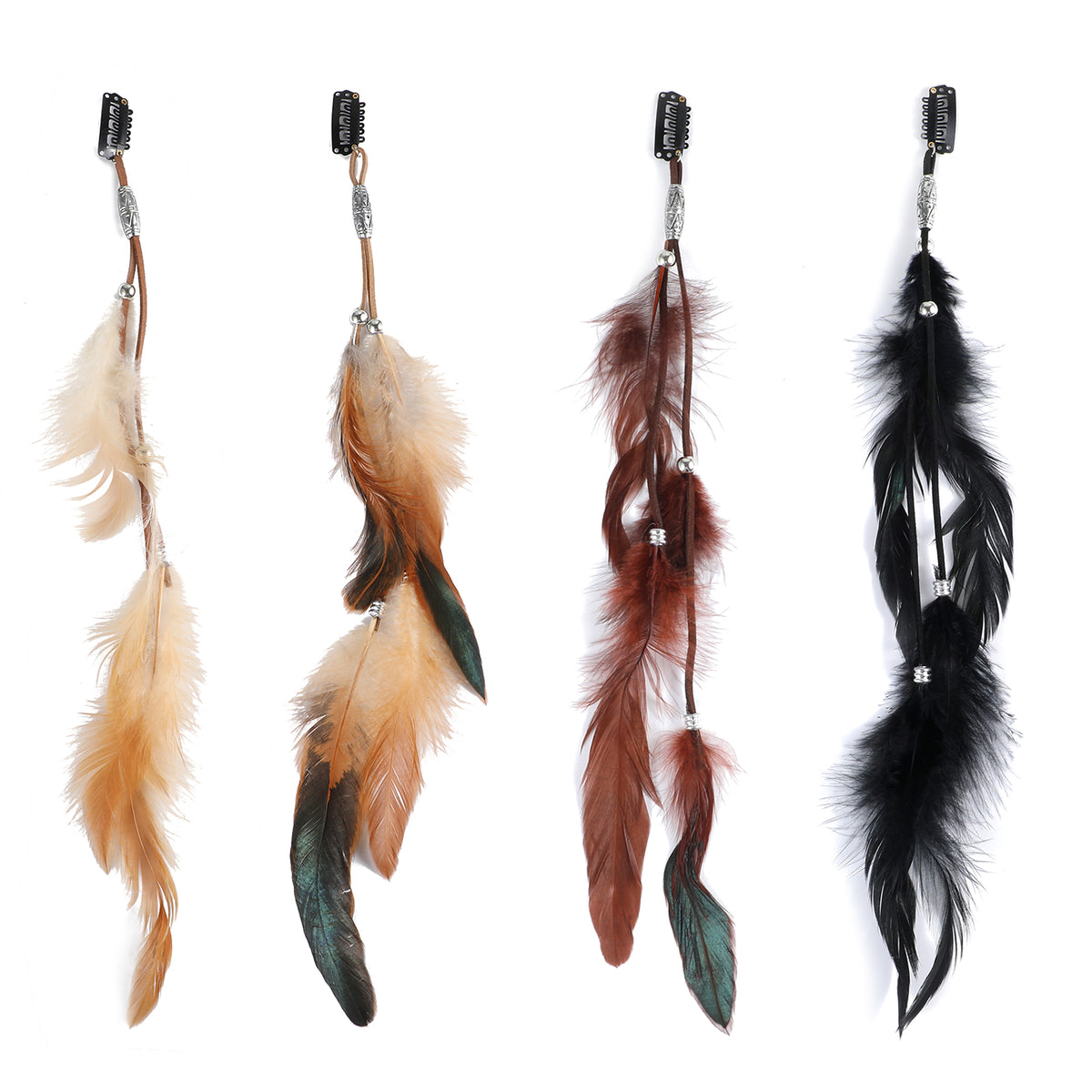 Oruola 4 Pcs Feather Hair Clips, Boho Feather Clips for Hair