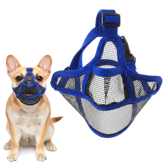 Elegaperma French Bulldog Muzzles UK Design, Soft Breathable Frenchie Muzzle, Adjustable Dog Mask Breathable Mesh for Short Snout Dog Muzzle
