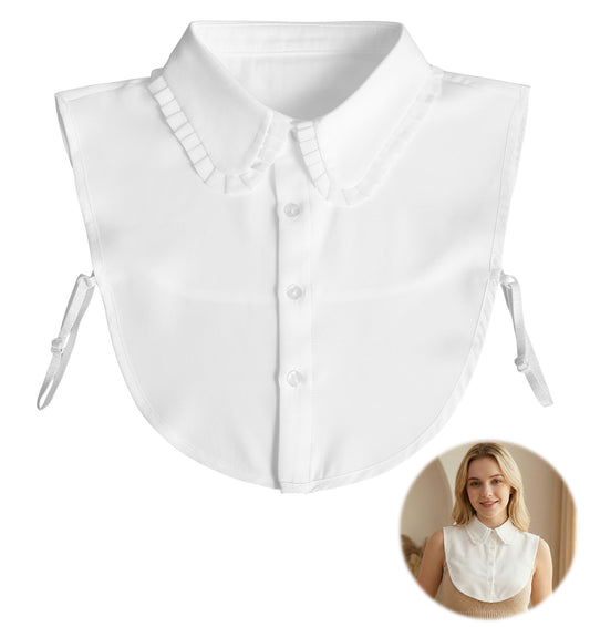 Thrymme 1 Pcs False Shirt Collar for Women, White Ruffled Detachable Collar, Elegant Detachable Shirt Collar Inserts for Blouses, Dresses & Daily Wear