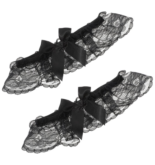 Thrymme 2 Pcs Black Garter, Lace Garter