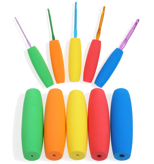 10 PCS Foam Grip Tubing, Adaptive Utensil Handle Sleeves Cutlery Padding Grip for Elderly Disabled, Non-Slip Foam Handles for Toothbrush Combs Pencils Kitchen Tools (Assorted Colours)