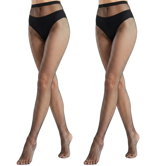 Thrymme 2 Pairs Black Fish Net Tights for Women, Small Mesh High Waist Black Fishnet Tights for Women, Breathable & Comfortable Fit
