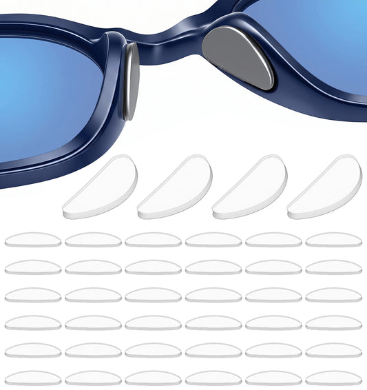 40 Pcs Eye Glasses Nose Pads, Self-Adhesive Silicone Nose Pads, Anti-Slip Soft Thickened Cushion, Reduce Pressure & Pain for Eyeglasses, Sunglasses, Reading Glasses, Daily Wear