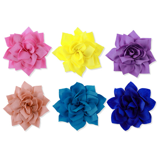 oruola 6pcs Dog Collar Flowers,Multi-Color Dog Collars Flowers for Small Dogs,Dog Bow Tie Charms Flower,Chiffon Flower Dog Collar Accessories for Pet Grooming,Weddings,Parties and Daily Wear