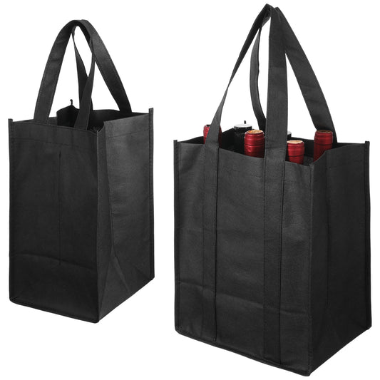 Classicseali 2 Pcs Bottle Carrier,Reusable Wine Carrier for 4&6 Bottles,Bottle Carrier Bag with Compartment Carry Handle for Storing Carrying Wine Beer Champagne,Black,2 Sizes