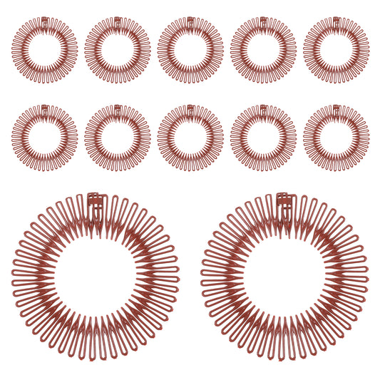 Classicseali 12PCS Headband Zigzag Round Claw Headband, Elastic Plastic Clip Headbands for Women, Suitable for Most Hair Types of Women, Girls and Sports People, Brown