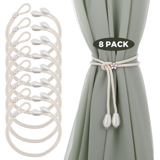 Guduling 8 Pcs Tie Backs for Curtains, Polyester Curtain Tiebacks with Zinc Alloy Buckle,for Fixing and Decorating Living Room, Bedroom, Dining Room, Bathroom, Cafe, Office, Hotel