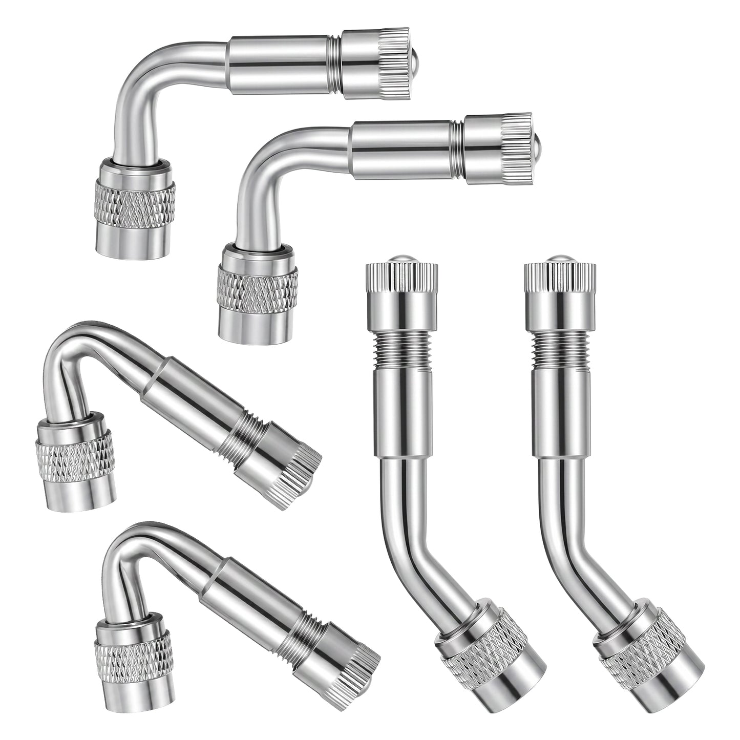 Classicseali 6 Pcs Tyre Valve Extension,45/90/135 Degree Tire Valve Extender,Tire Valve Stem Extension for Dual Wheels, Passenger Cars, RV, Motorcycles, Trailers (Silver)