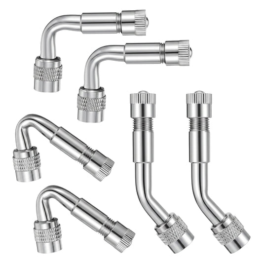 Classicseali 6 Pcs Tyre Valve Extension,45/90/135 Degree Tire Valve Extender,Tire Valve Stem Extension for Dual Wheels, Passenger Cars, RV, Motorcycles, Trailers (Silver)
