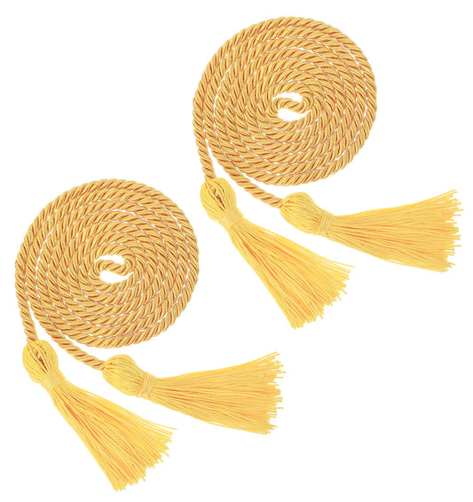 2 Pack Graduation Cords, Gold Tassels for Graduation, 67 Inch Yellow Graduation Tassel & Honor Cord for UK University, College & School Ceremonies