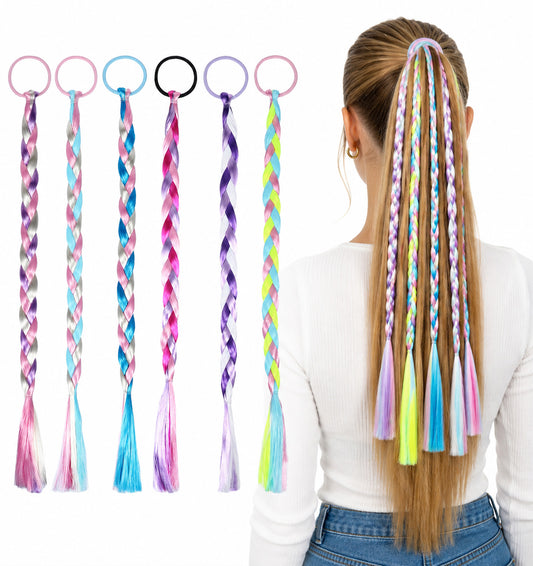 6Pcs Kids Hair Extensions – Colorful Ponytail Extension for Girl