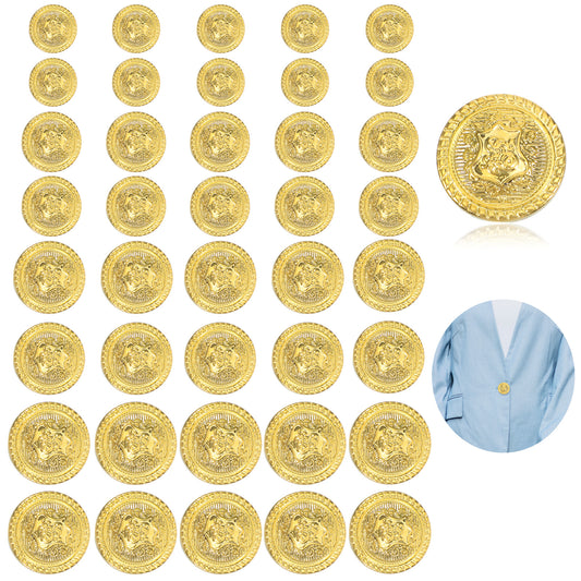 40 Pcs Gold Button Covers, 4 Sizes Vintage Gold Buttons for Clothes, Sewing, Blazers, Denim Jackets, Women's Coats (Metal)