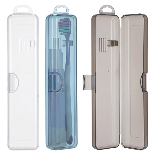 3 Packs Toothbrush Case Travel, Transparent Plastic Travel Toothbrush Holder, Travel Toothbrush Case with Secure Snap Closure for Manual Toothbrushes & Toothpaste, 3 Colors (20 X 4.6 X 2.8 cm)