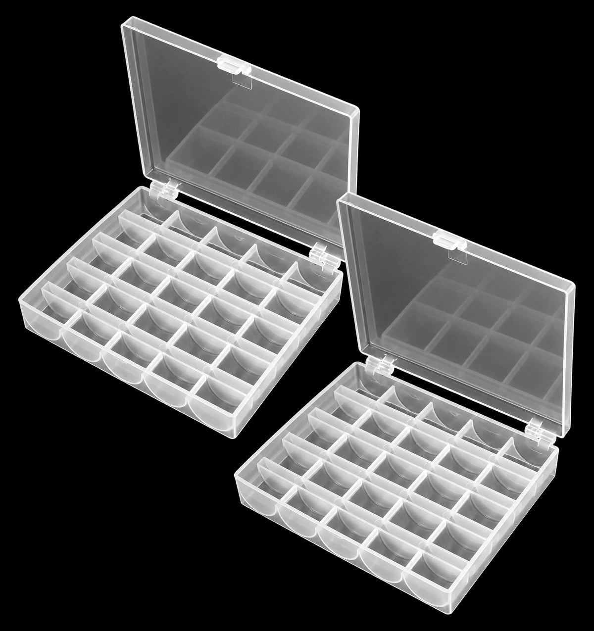 2 PCS Bobbin Case, Plastic Sewing Storage with Clear View Lid, Clear