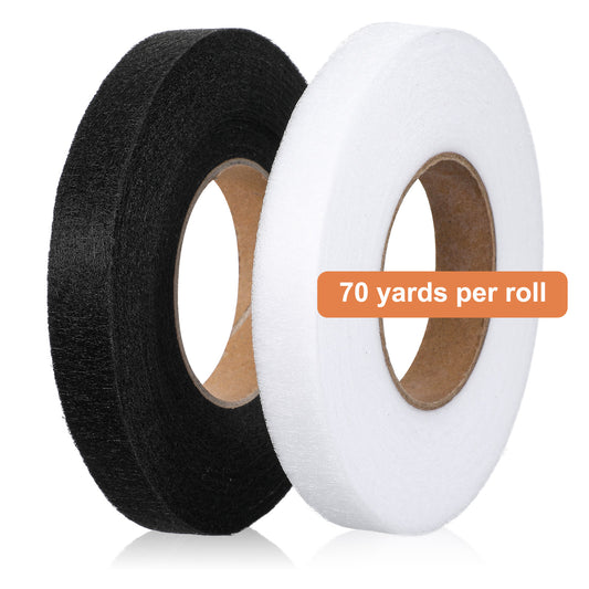 Classicseali 2Roll Hemming Tape for Clothes, Double-Sided Adhesive Hemming Tape for Jeans,Hem Tape for Jeans,Dresses, Curtains,Clothes,DIY Crafts, White,Black