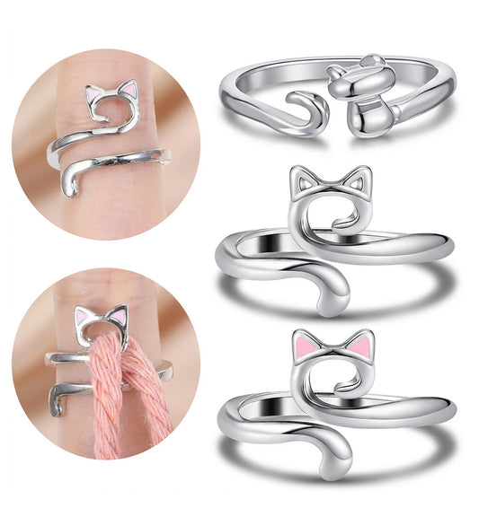 3 Pcs Tension Ring for Crocheting, Crochet Finger Yarn Holder, Yarn-Ring for Crocheting, Adjustable Metal Open Yarn Guide Rings