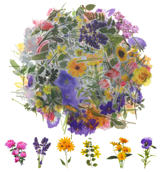 Flower Stickers for Scrapbooking, 160PCS Transparent Flower Stickers Set with 60 Styles for Cards Crafts and Journaling, Self-Adhesive Vintage Designs for DIY Letters and Journal Supplies