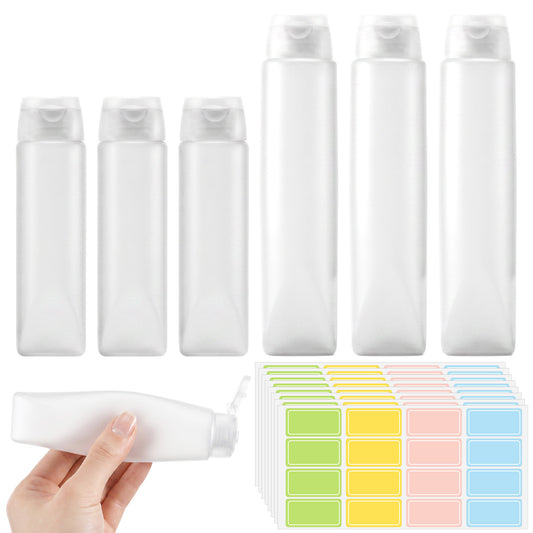 guduling 6 pcs Travel Bottles,Clear Plastic Empty Squeeze Bottle,Transparent Refillable Cosmetic Containers Travel Size Bottles,Leak Proof Small Squeeze Bottle for Toiletry Kits with 16-Color Label