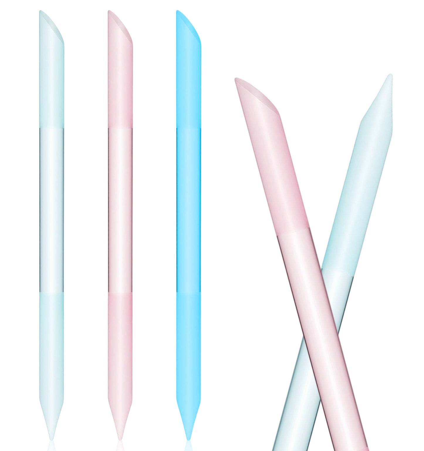 3 Pack Glass Cuticle Pusher, Cuticle Pusher Tool Glass Nail Tools Double Sided Angled Design for Manicure & Pedicure, Easy Grip Handle