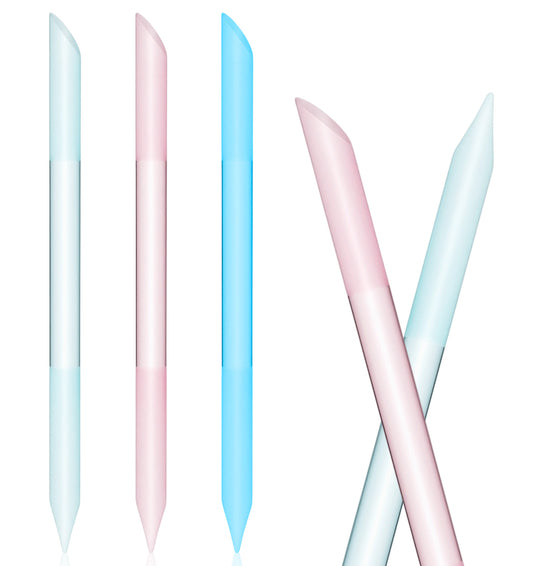 3 Pack Glass Cuticle Pusher, Cuticle Pusher Tool Glass Nail Tools Double Sided Angled Design for Manicure & Pedicure, Easy Grip Handle