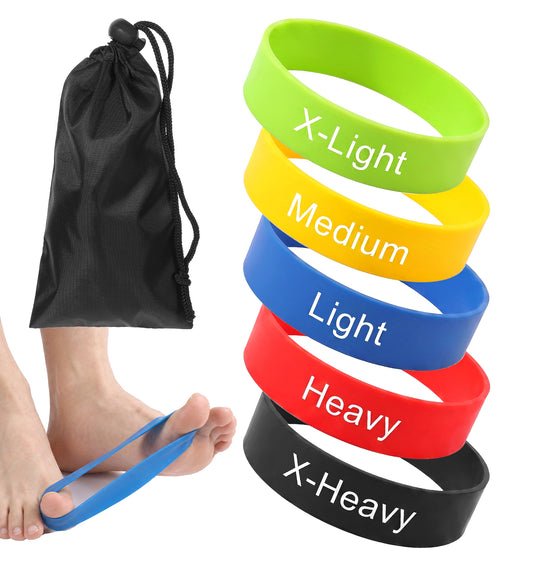 5 PCS Toe Spacers Womens, Physio Bands for Toe Stretching & Exercise, Resistance Orthotic Resistance Straps for Bunion Relief, Big Toe Alignment, and Foot Pain (Yellow/Green/Red/Blue/Black)