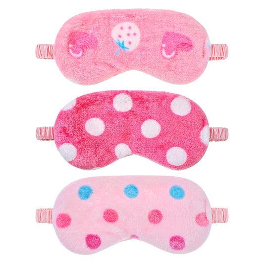 Guduling 3 Pcs Sleep Mask for Girls,3 Styles Girls Sleep Mask,Cute Girl Eye Masks for Sleeping for Bedtime Routine, Travel Naps, Light Blocking & Sensitive Sleepers Ages