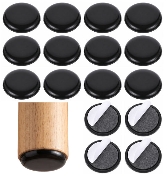 16 PCS Furniture Movers Sliders, 1-1/4 Carpet Sliders for Furniture, Black