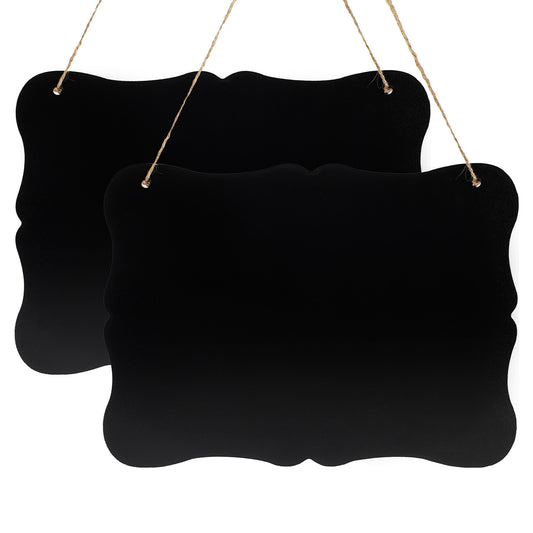 Elegaperma 2Pcs Hanging Chalk Board, Small Hanging Blackboard with Pre-Drilled Holes, Versatile Hanging Sign for Wall Decor Kitchen Office and Retail