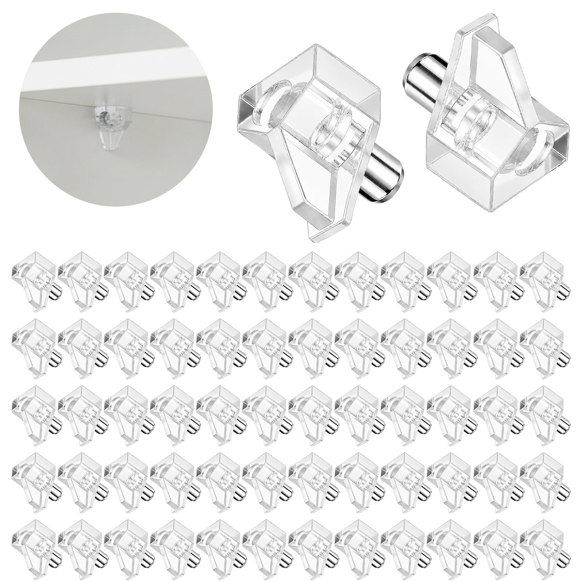 Elegaperma 60pcs Plastic Shelf Pegs,5mm Plastic Kitchen Cabinet Shelf Clips