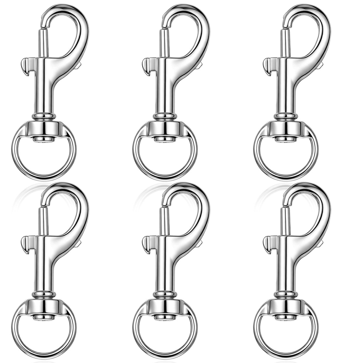 6 Pcs Swivel Snap Hooks, Zinc Alloy 1.8 Inch Heavy Duty Swivel Clip, Silver